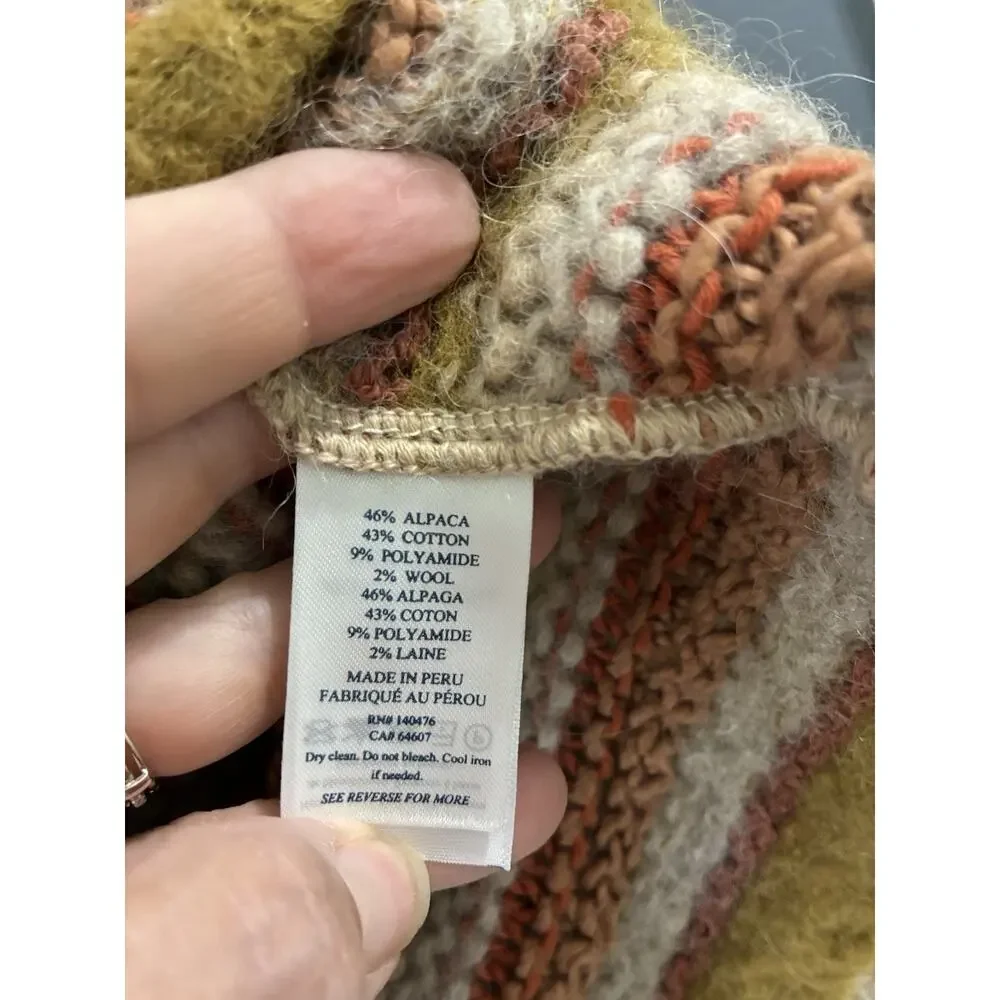 Faherty Mixed Yarn Striped Sweater $248 Womens Size XS Alpaca Fall Winter